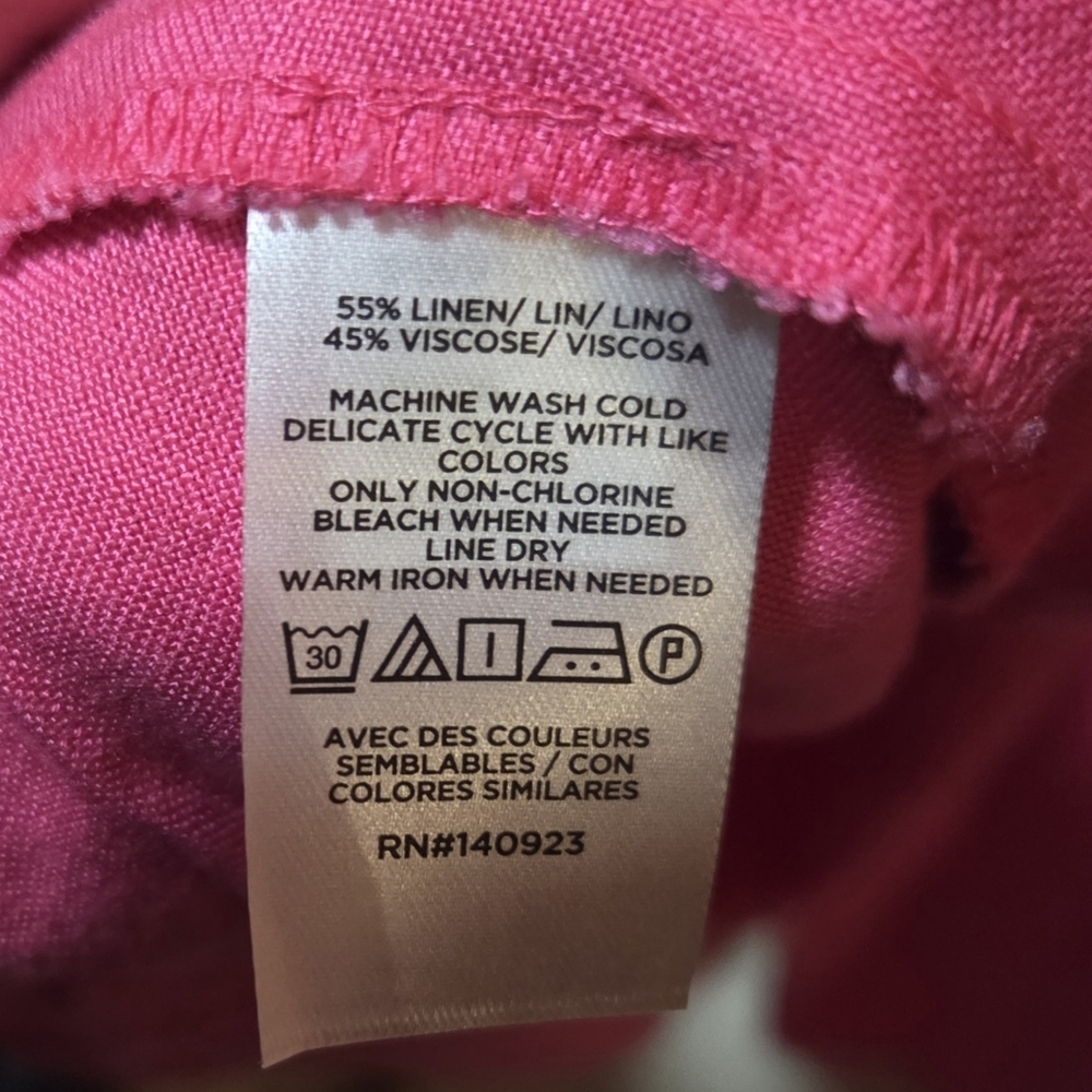Ann Taylor Loft Fuchsia Pink Flutter Sleeve Linen Blend Pleat Tunic Dress Sz XXL - Picture 8 of 8